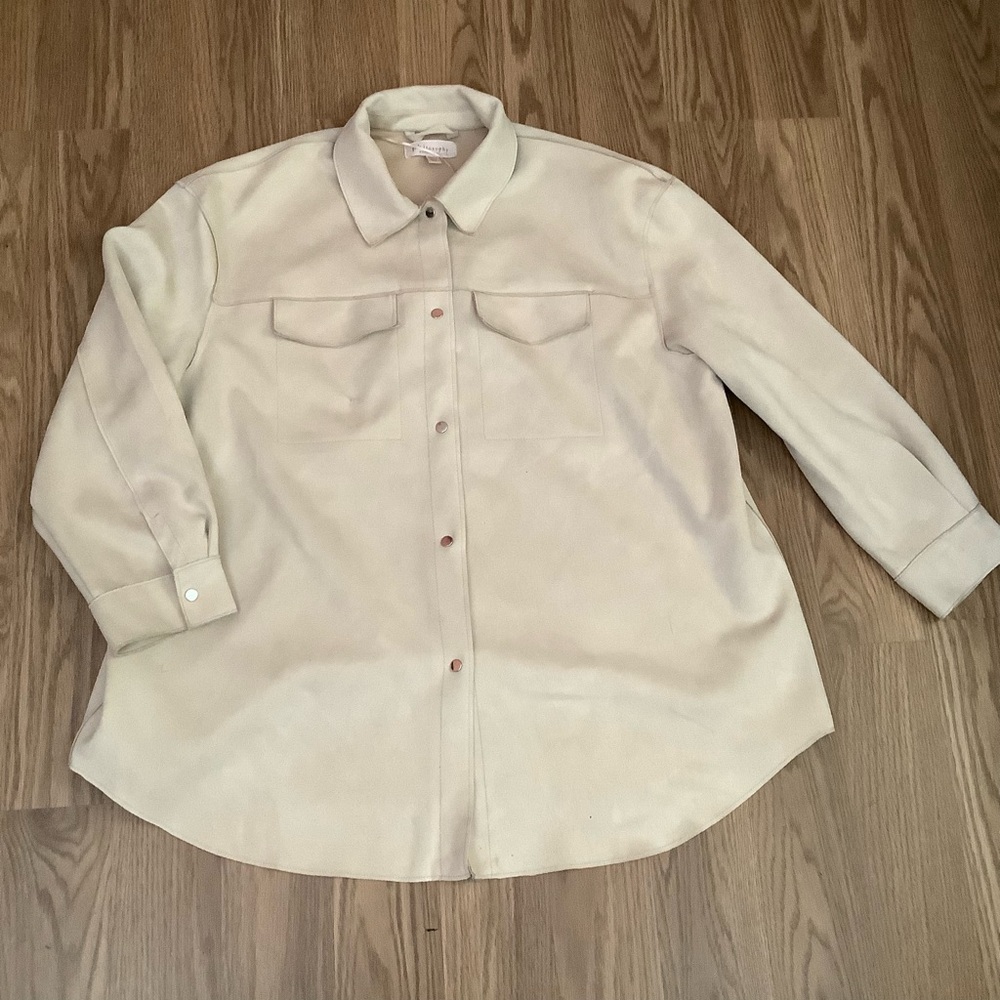 Philosophy Women’s Republic Clothing Jacket Soft Faux Suede Size 2X  Snap Front